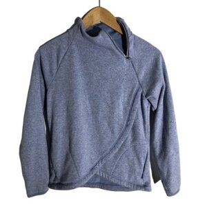 Athleta Girl Cozy Cross Your Fingers Sweatshirt Pullover Blue Large L 12 Soft.